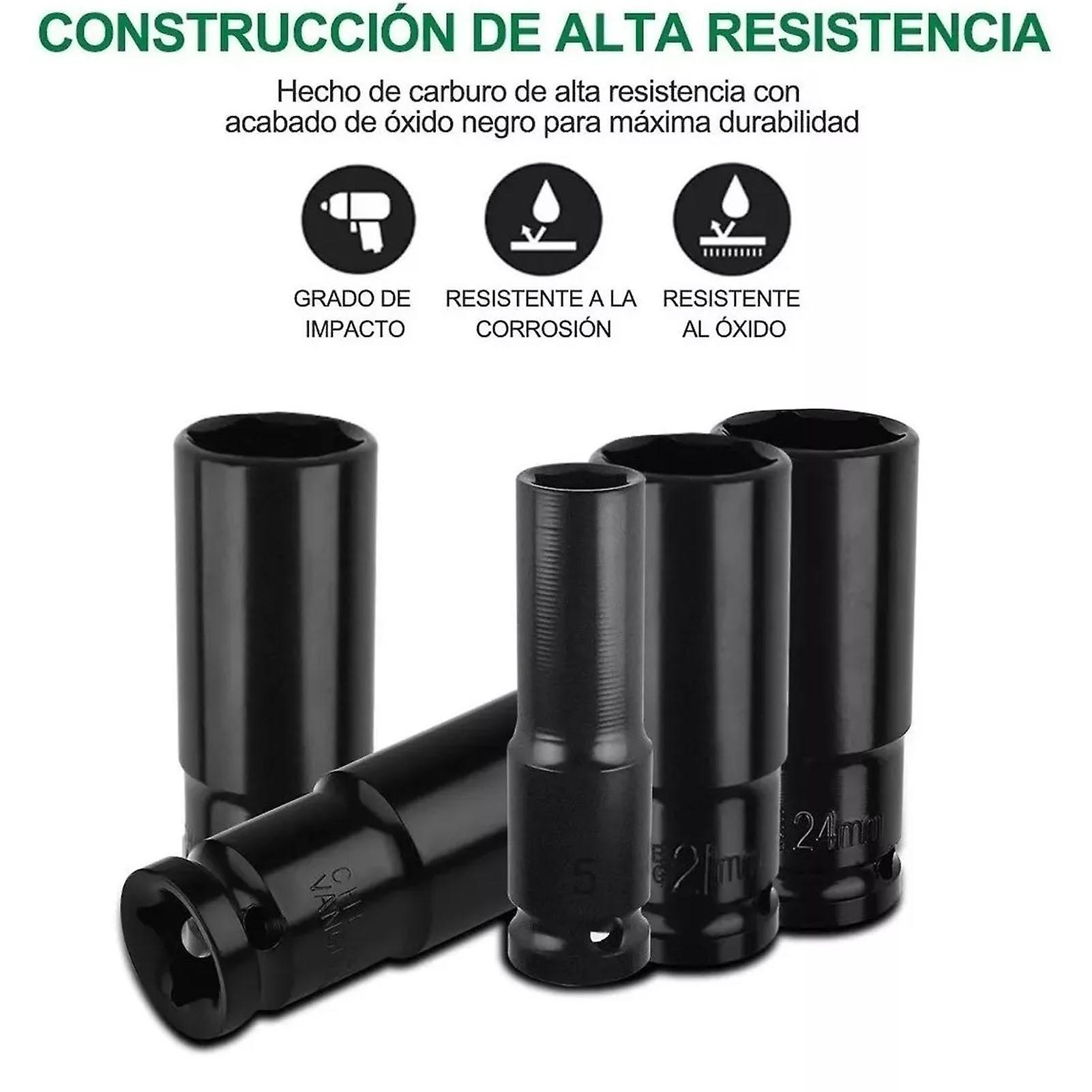 20Pcs Electrophoretic Black Electric Wrench Socket Set Electric Hex Wrench Socket Kit for Maintenance 