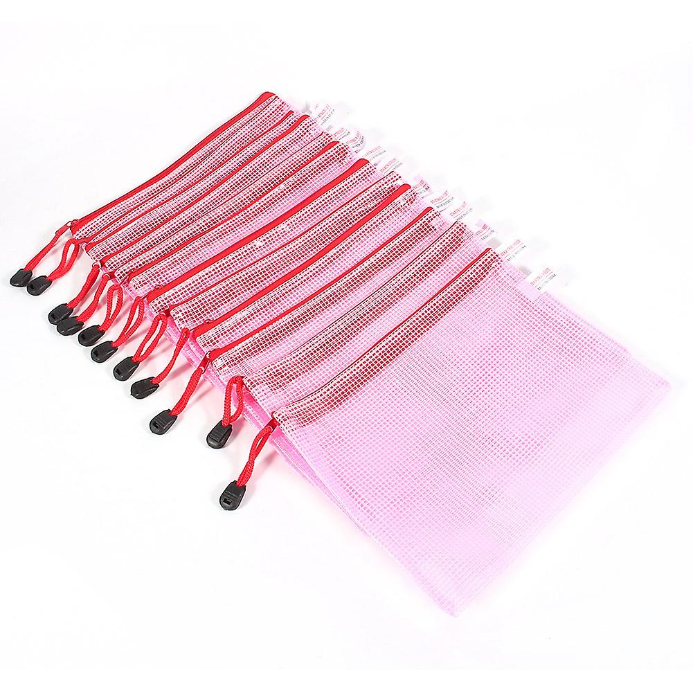 A5 Plastic Zipper File Folders Document Storage Bags Protective Sleeves (Red)