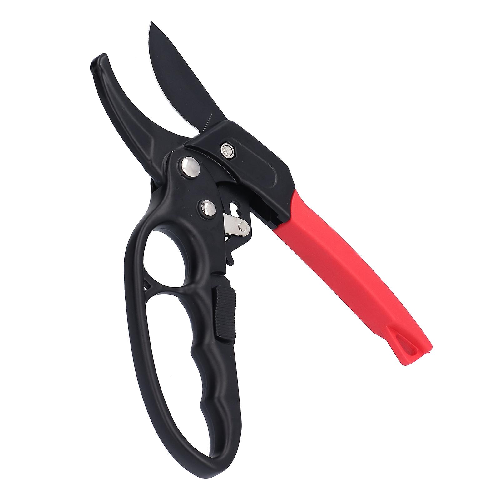 Secateurs Red Black Segmented Ratcheting Branch Scissor EffortSaving Slide Switch Pruning Shears for Orchard Garden