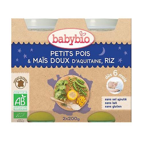 Petits Pots Bonne Nuit Petits Pois-Maïs-Riz Bio (for 6 months) 2 units of 200ml