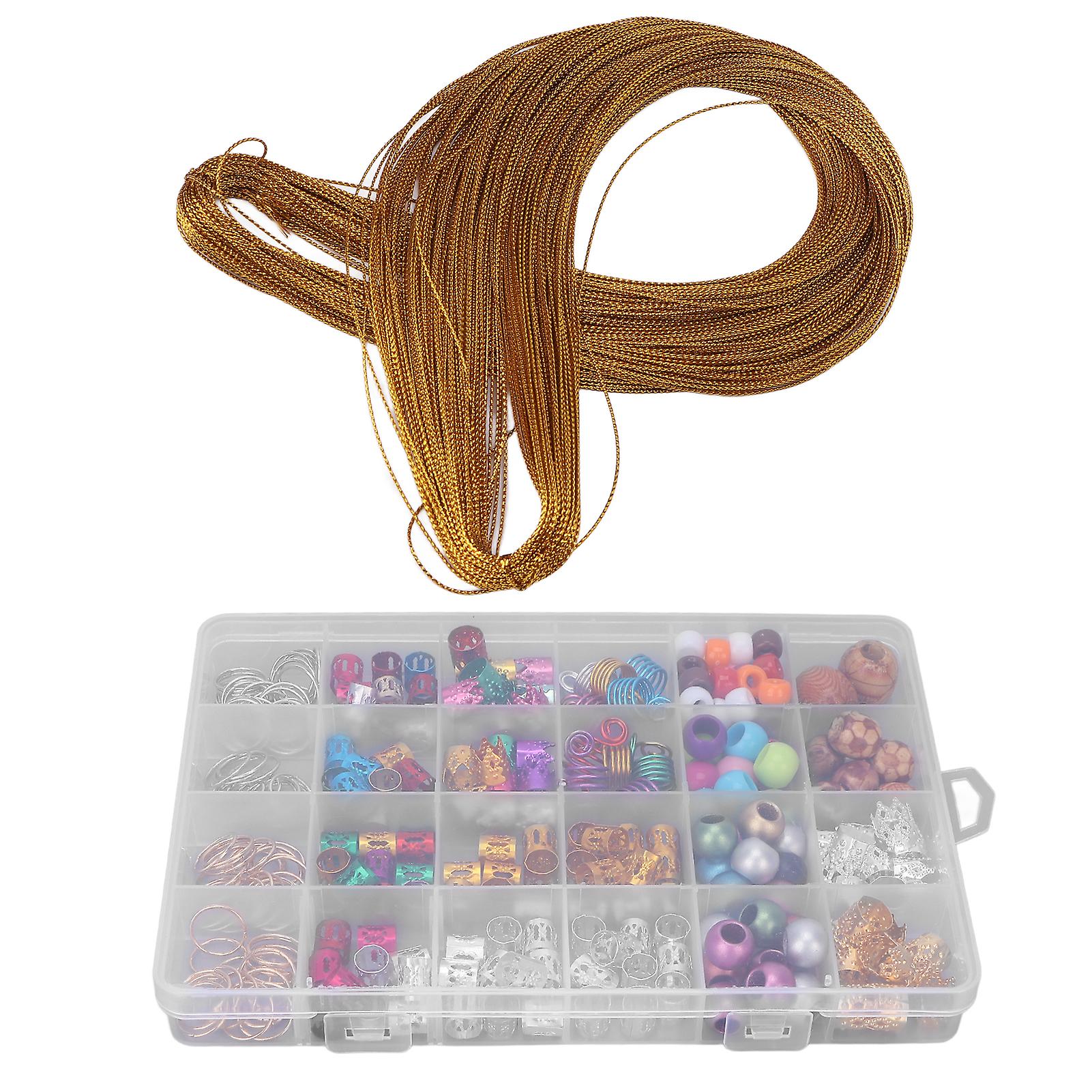 278Pcs Hair Braid Rings Set with Beads, Wood, Alloy – Mixed Sizes