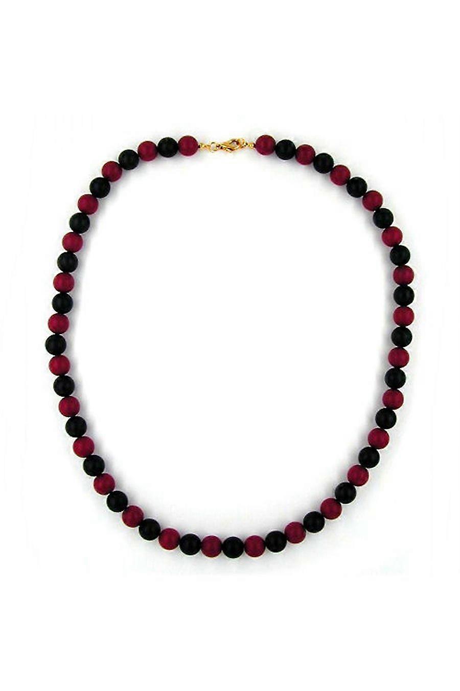 Necklace Beads 10mm Claret And Black - Gl00399