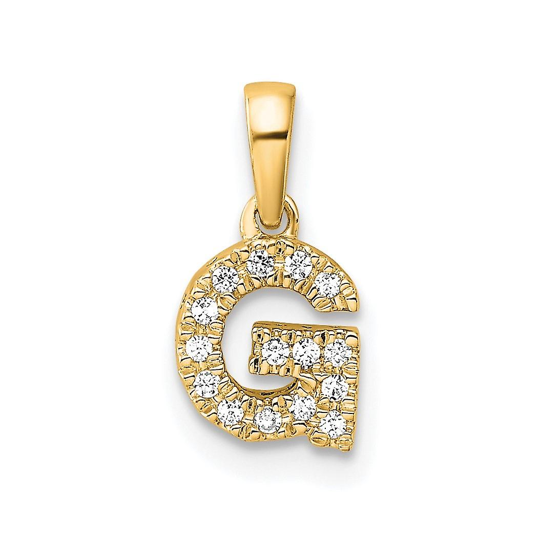 Or jaune massif 14 carats diamant lettre g initiale avec bélière pendentif collier 13mm de long pendentif pour femme