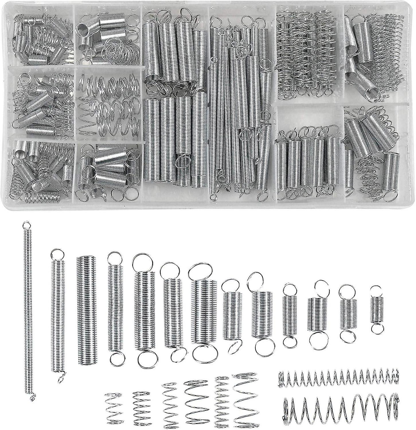 200 Pieces Compression Springs Extension Springs Extension Springs Assortment 20 Sizes Galvanized Steel Springs with Storage Box