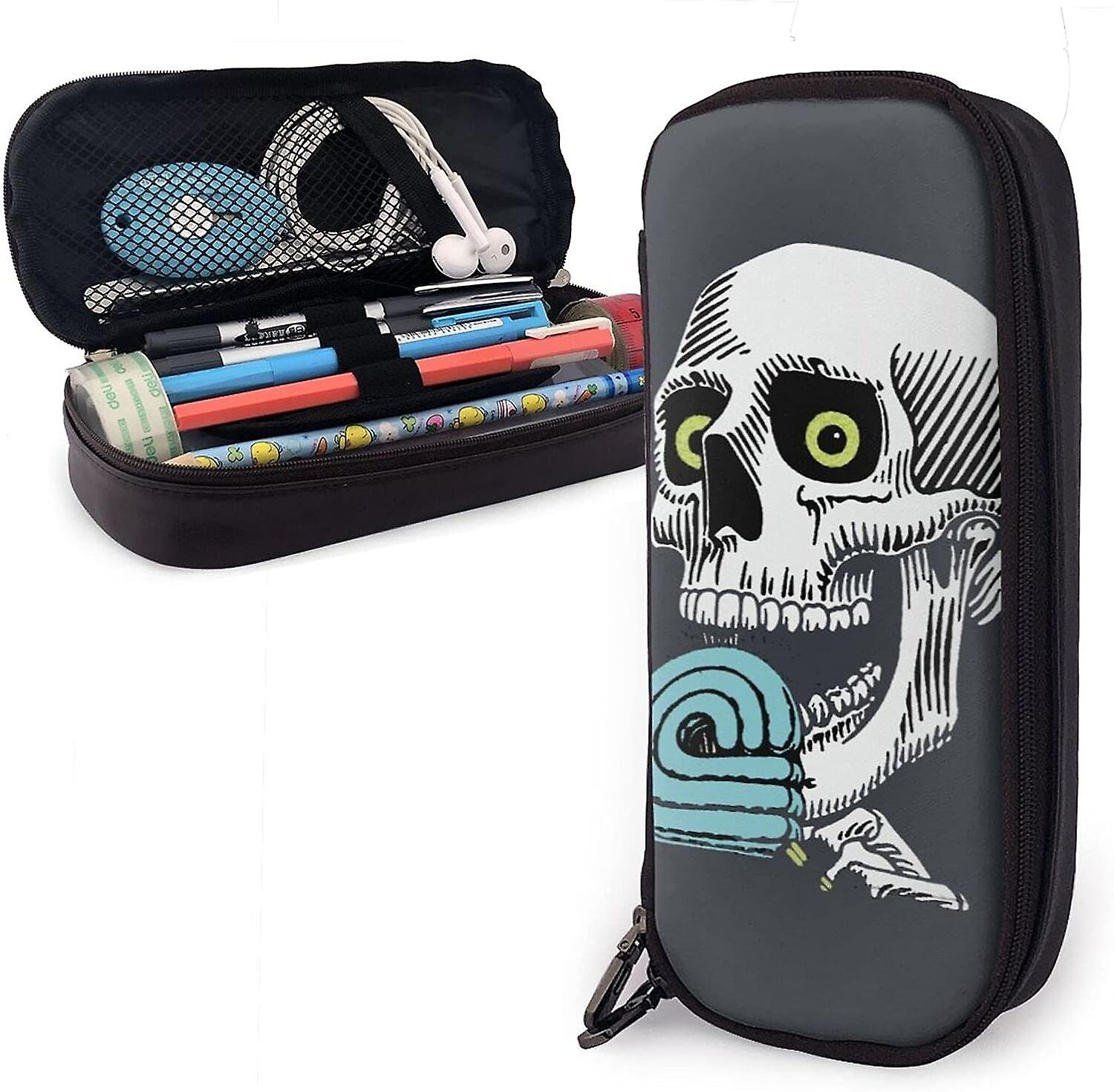 Peralta لوح التزلج تزلج الجمجمة الجلود مقلمة حالة قلم رصاص حقيبة القرطاسية مكتب صندوق تخزين محمول صندوق مستحضرات التجميل مجلد bd003414