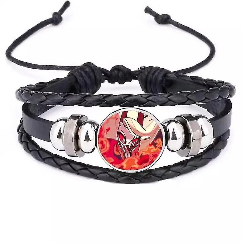 2024 new model Anime Hazbin Cosplay Hotel Alastor Charlie Vaggie Angel Leather Bracelet Birthday Gif