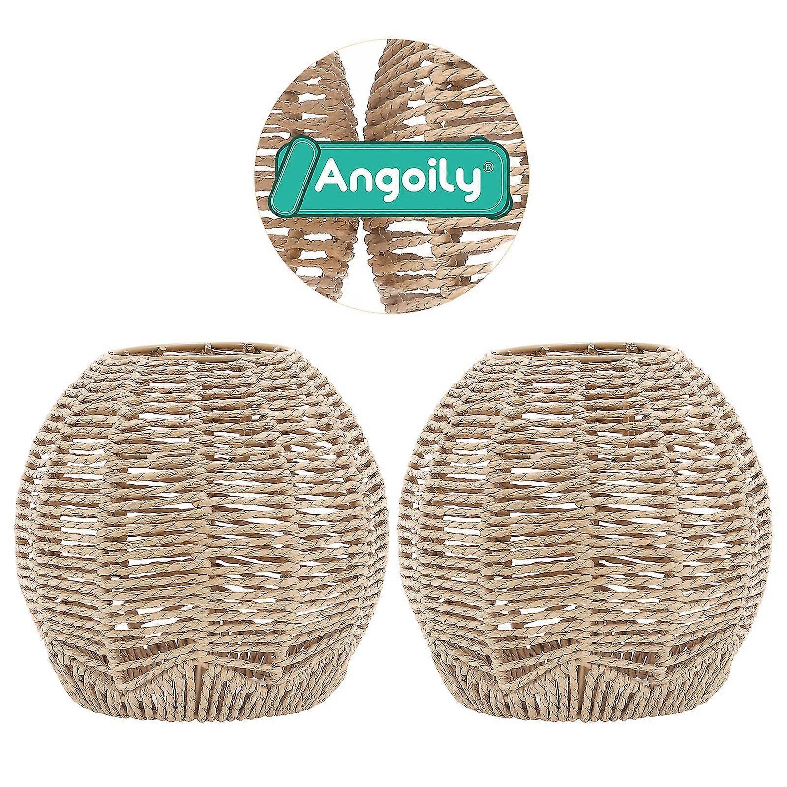 2 Pcs Rattan Light Fixture Rattan Lamp Cover Small Lamp Shades Light Bulb Lampshade Pendant Lamp Shade