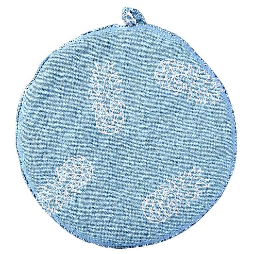 25cm Round Shape Pineapple Pattern Heat Resistant Mat Non-slip Placemat (Blue)