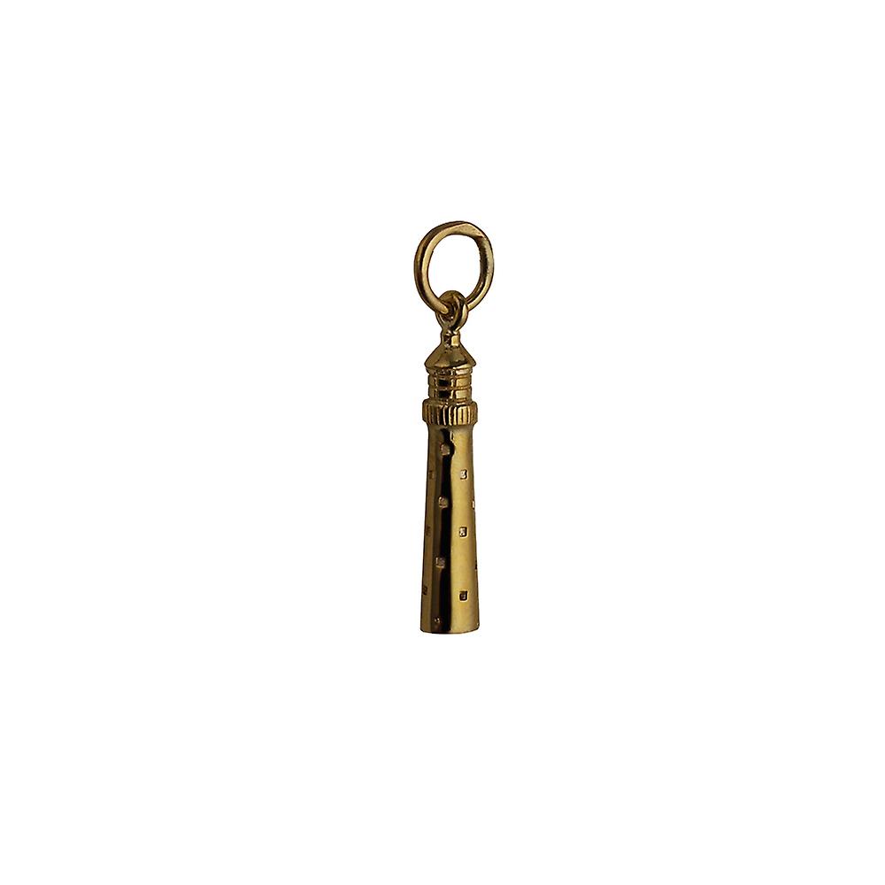 9ct Gold 14x5mm Lighthouse Pendant or Charm