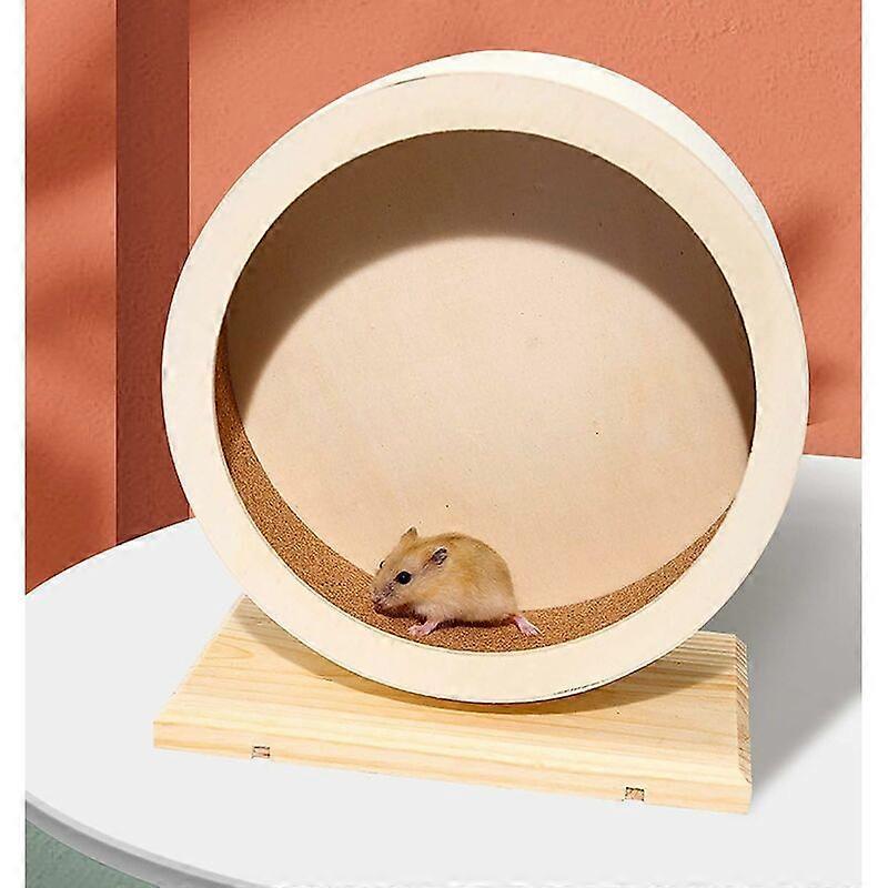 Qukaim Hamster Silent Running Wheel Houten Beugel Stille Huisdier Oefening Loopwiel Speelgoed voor Hamster, Cavia, Egel, Chinchilla, Antislip Ontwerp, Ideaal voor Kleine Dieren, 30 cm Diameter