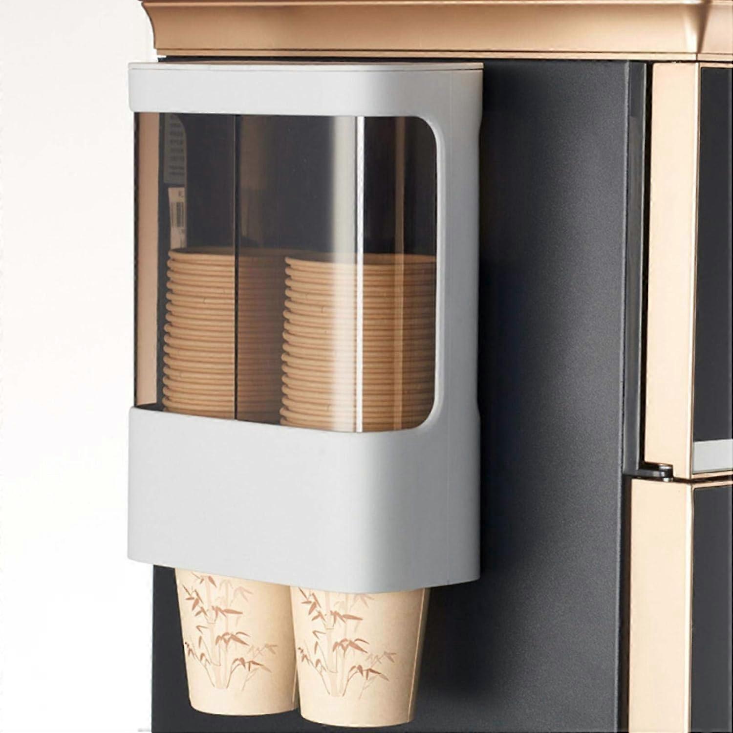 Disposable Cup Dispenser Wall Mounted Water Fridge Cup Holder Double Tube Holds 80 Paper Cups with A