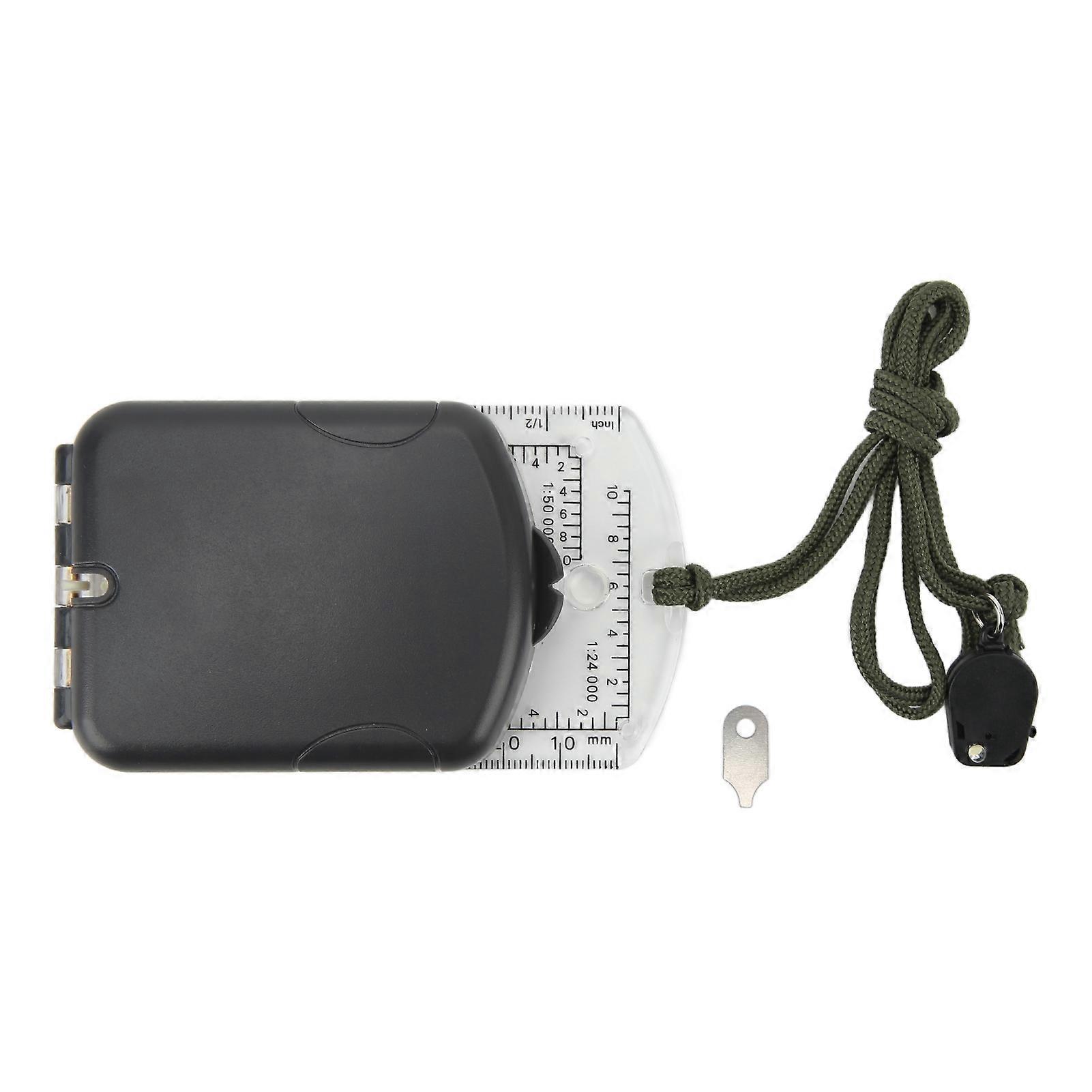 Multifunctional Plastic Compass With Scales Portable Gradiometer Magnifying Glass Led Lamp Tool