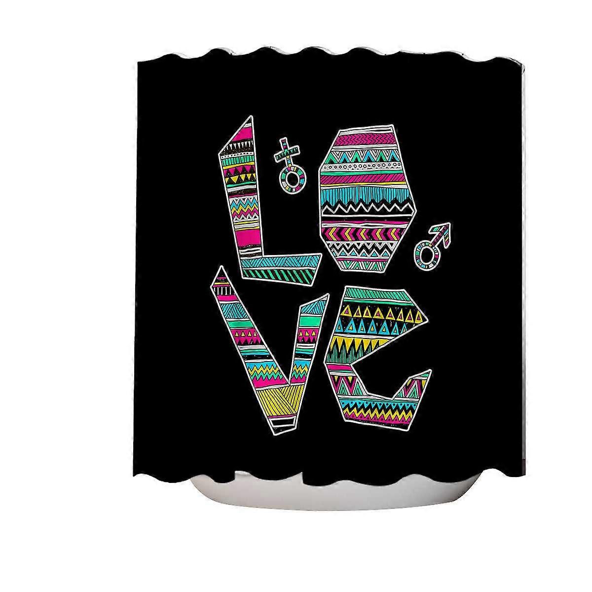 Love Multi Colored Pattern Shower Curtain