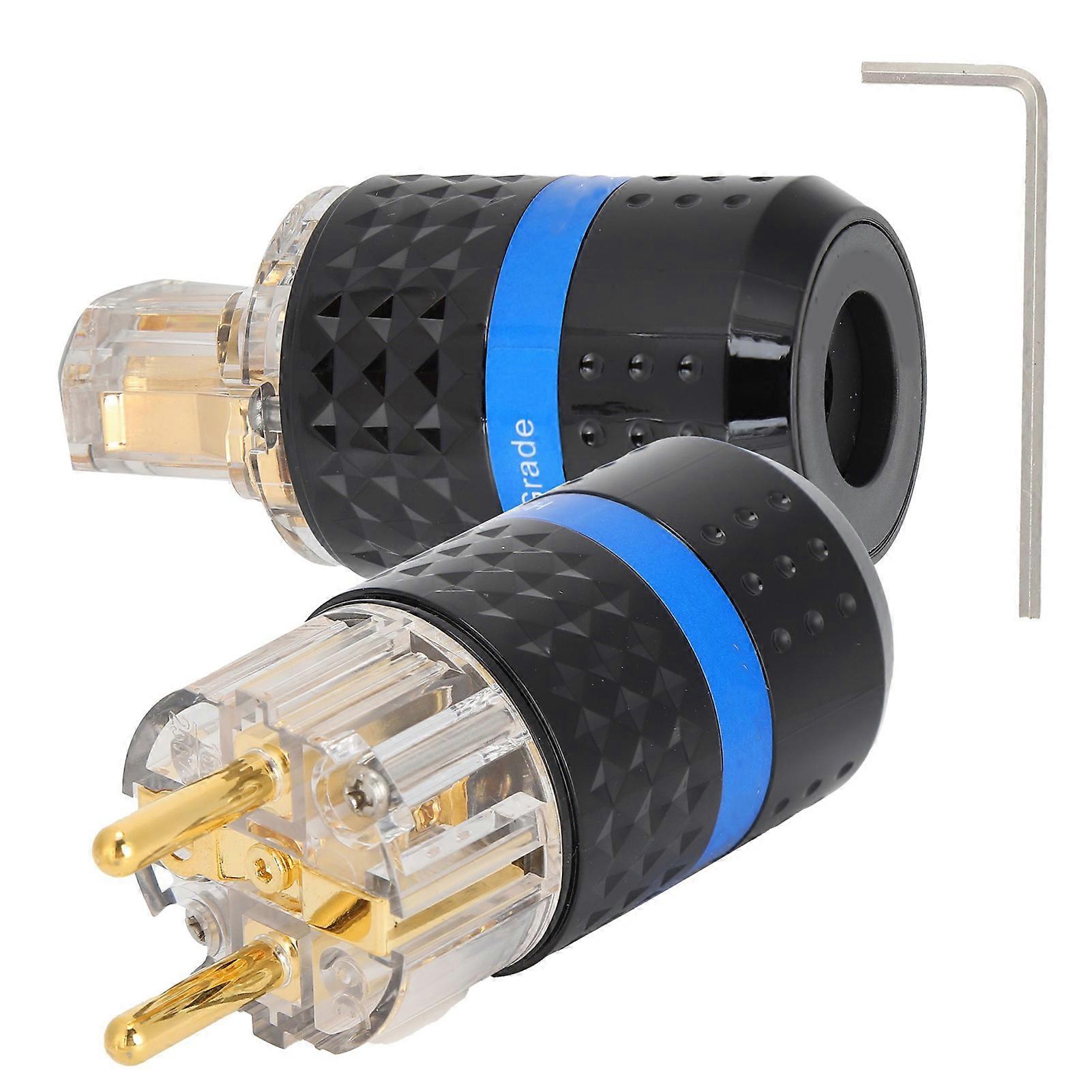 Monosaudio Power Plug Transparent Pure Copper 24K GoldPlated Audio Connector Power Plug 100250V(E103G/F103G (Male/Female) )