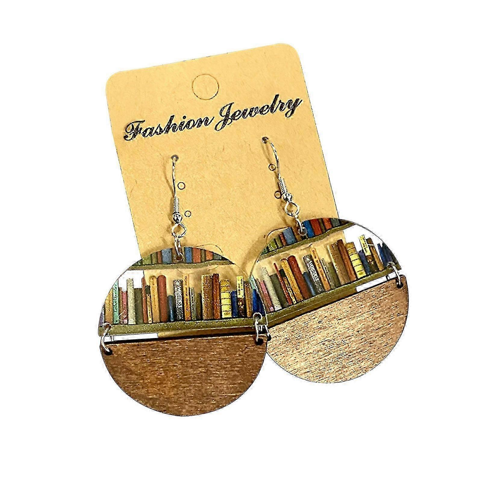 2023 Wholesale Bookcase Patterned Acrylic Dangle Earrings for Book Lovers----D--Product code 75307
