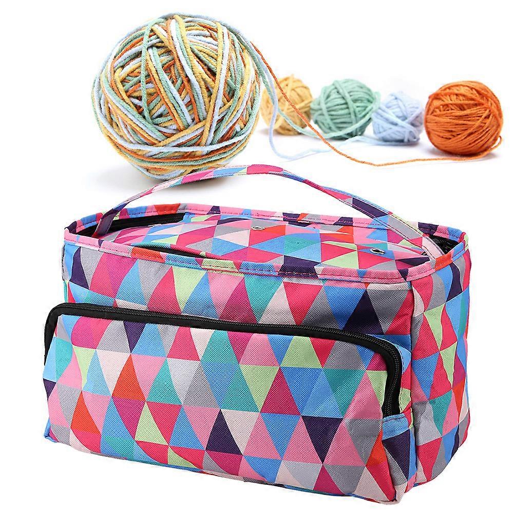 Crochet Thread Sewing Bag Lady's Storage Box Knitting Bag(Multi Color Square)