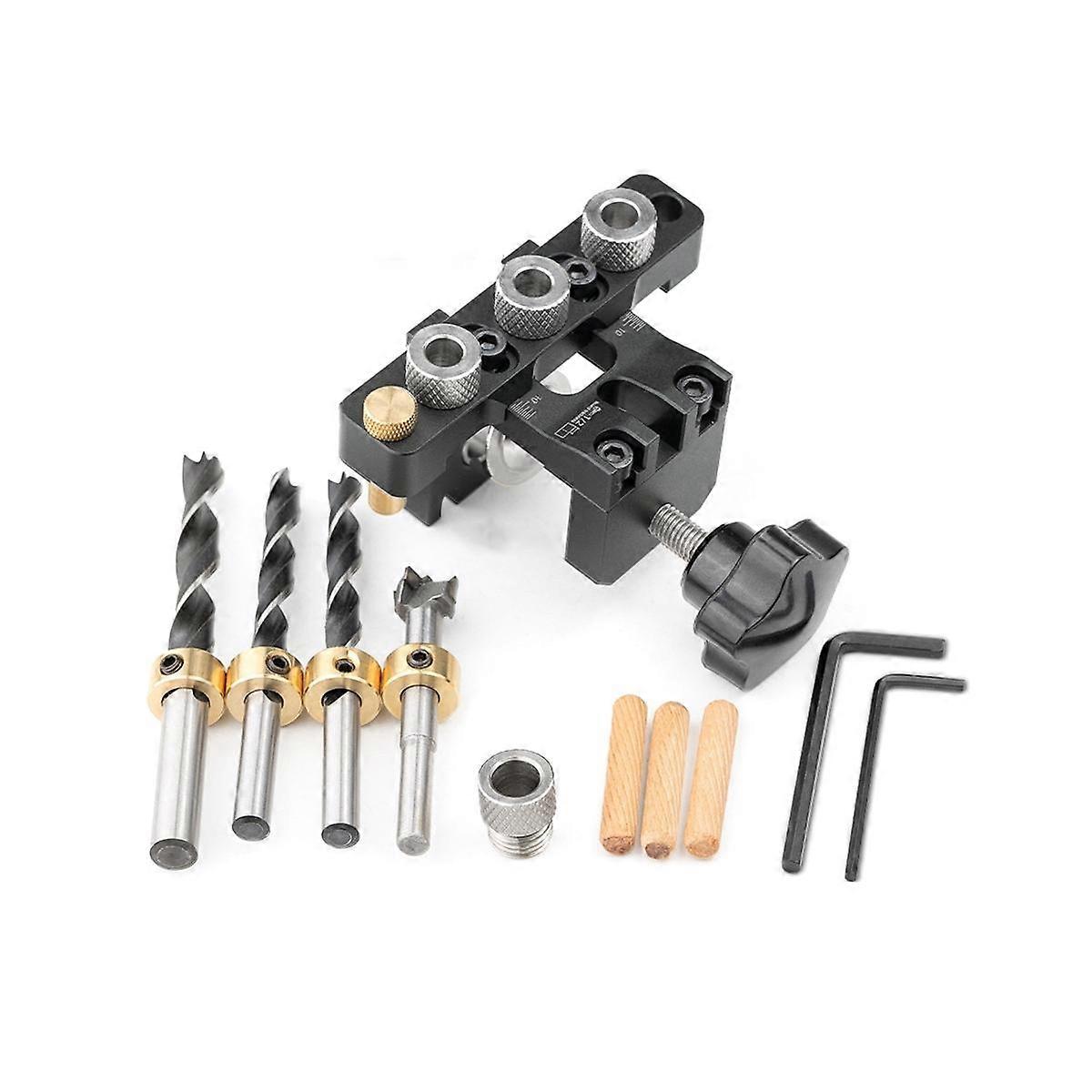 Adjustable Doweling Jig Woodworking Pocket 3 in 1 Hole JigBushes Drilling Guide Locator Puncher To