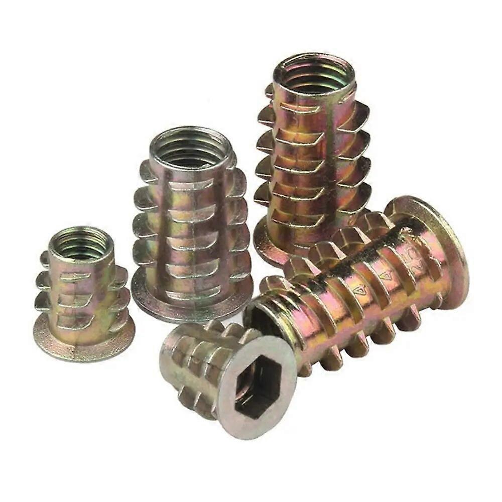 10Pcs Zinc Alloy Hexagonal Trapezoid Nuts Insert M4 M5 M6 M8 M10 Inner Thread Wood Furniture Insert Hex Drive Head Flanged