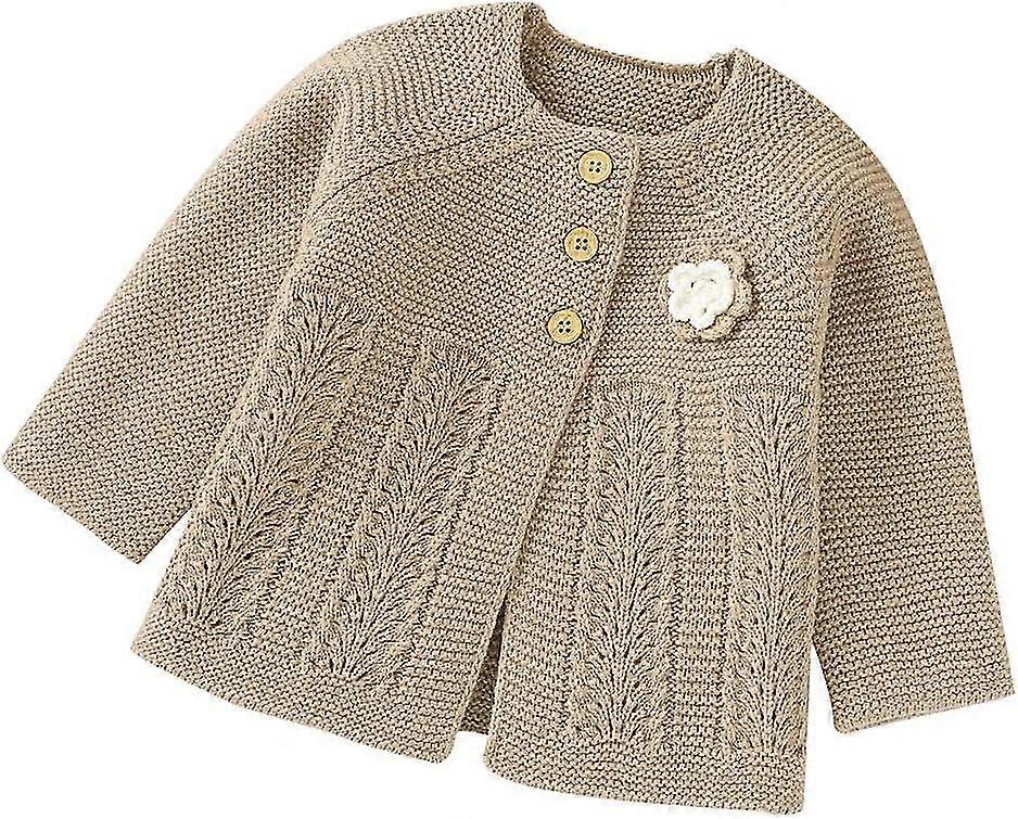 طفل متماسكة كارديجان البلوزات الصلبة الرضع الأطفال الصغار كارديجان سترة معطف مع زهرة لطيف