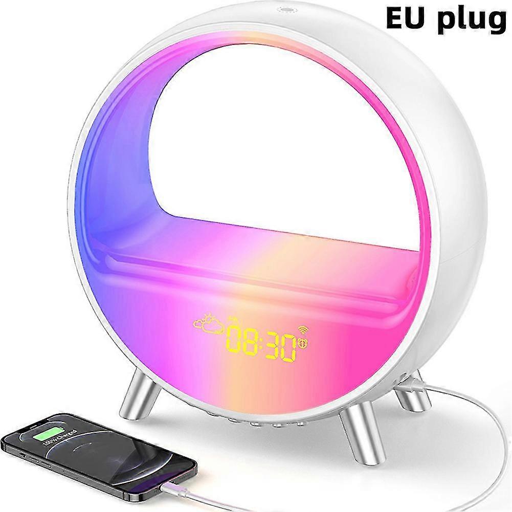 Led Wake Up Light Colorful Alarm Clock Night Light Sunset Simulation Lamp Haut-parleur compatible Bluetooth