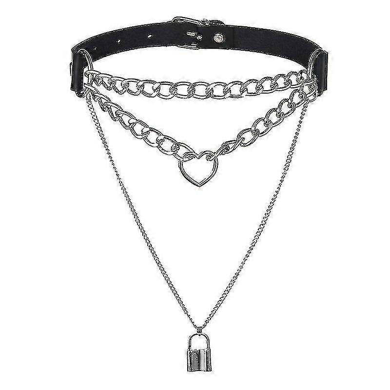 Gothic Lock Chain Choker Collar Harajuku Punk Pendant Necklace - Main Image