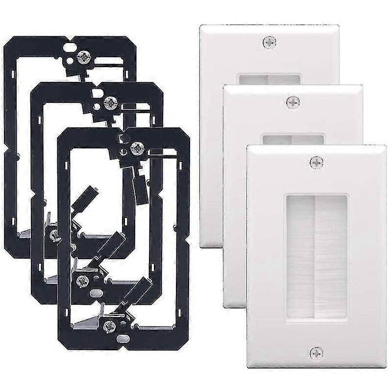 Single Brush Wall Plate With Single Gang Low Voltage Mounting Bracket Cable Pass Through Insert Fo