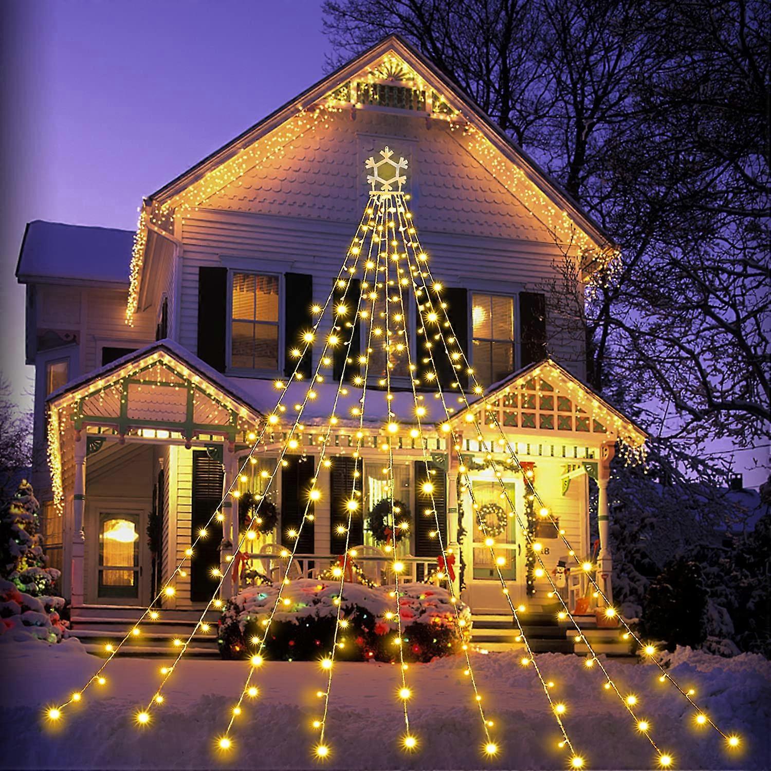 Weihnachtsdekorationen Schneeflocke Lichterketten, LED-Weihnachtslichter Fee Funkeln Lichter für Urlaub im Freien