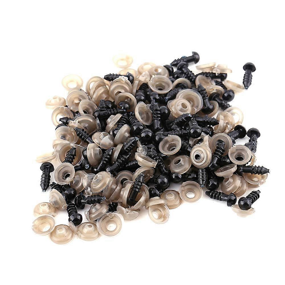 Doll Eyes, 100Pcs 6mm/0.24in Plastic Doll Safety Eyes, Black Stuffed Crochet Eyes Solid Round DIY Making Knitted Plush Stuffed