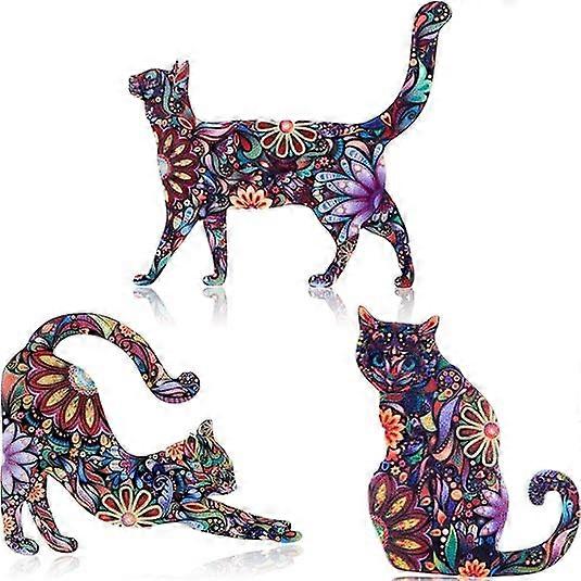 4 Pieces Acrylic Cat Brooch Pin Cute Different Animal Pattern Lapel Pin Badges Accessory Colorful