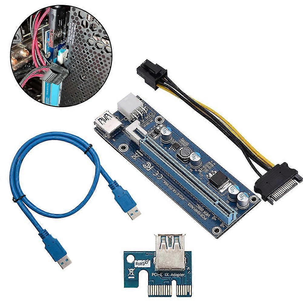 Pcs Pci-e 1x To 16 X Powered Riser Card 60 Centimeters Graphic Vertical Mini Bracket Bracket Computer Accessories Molex Connector Motherboard