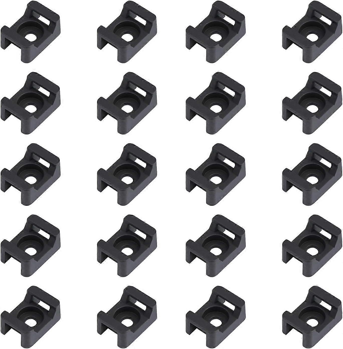 100PCS Black Cable Tie Saddle Type Brackets Cable Base Holder