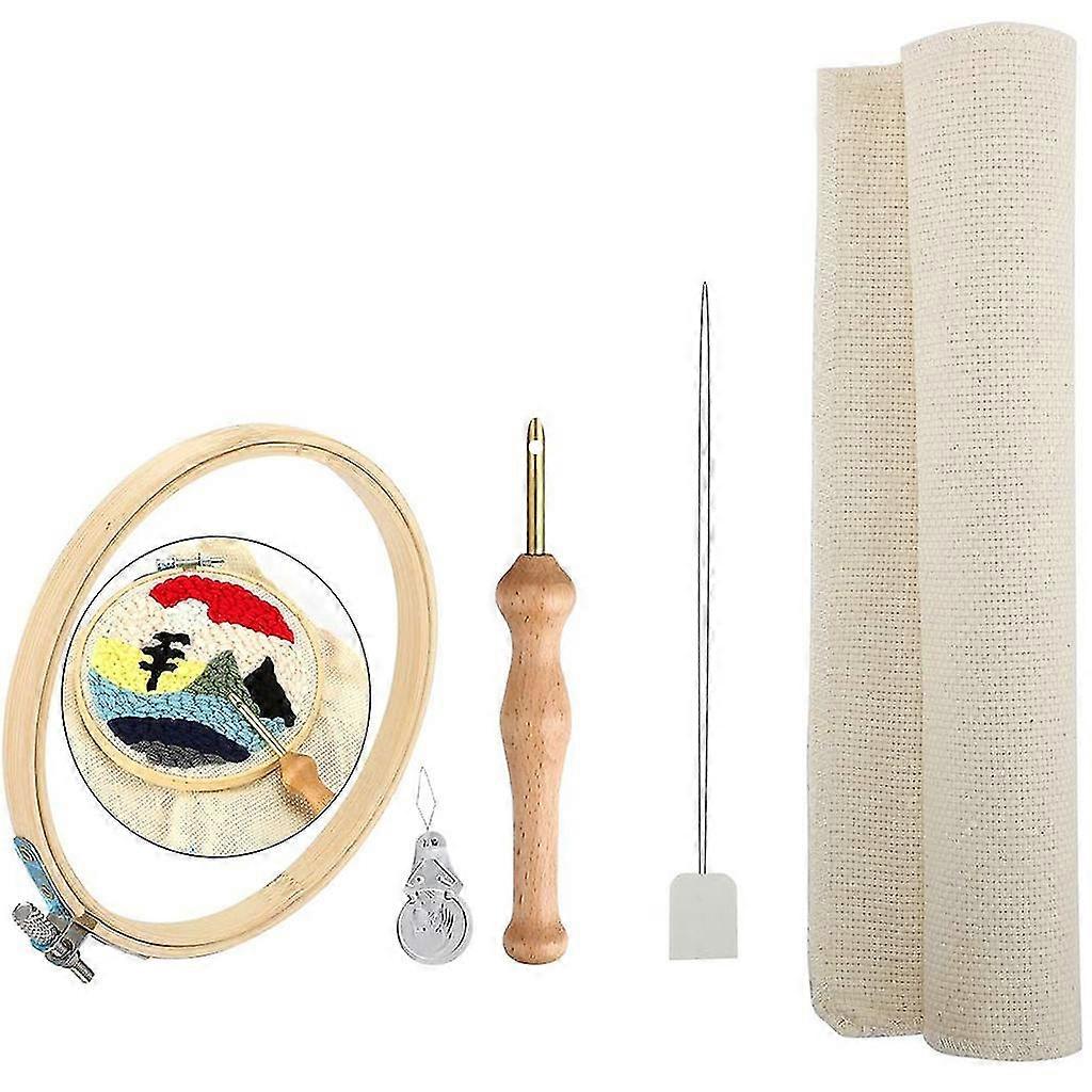 Thick Wool Embroidery Needle Set With Wooden Handle Craft Needlework Stitching