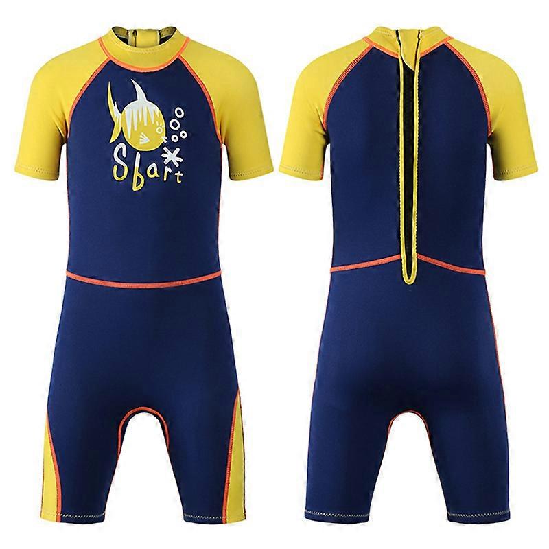 MIMIGO Gutt Et stykke Rash Guard Badedrakt Kortermet UPF 50+ Solbeskyttelse Badedrakter Blå