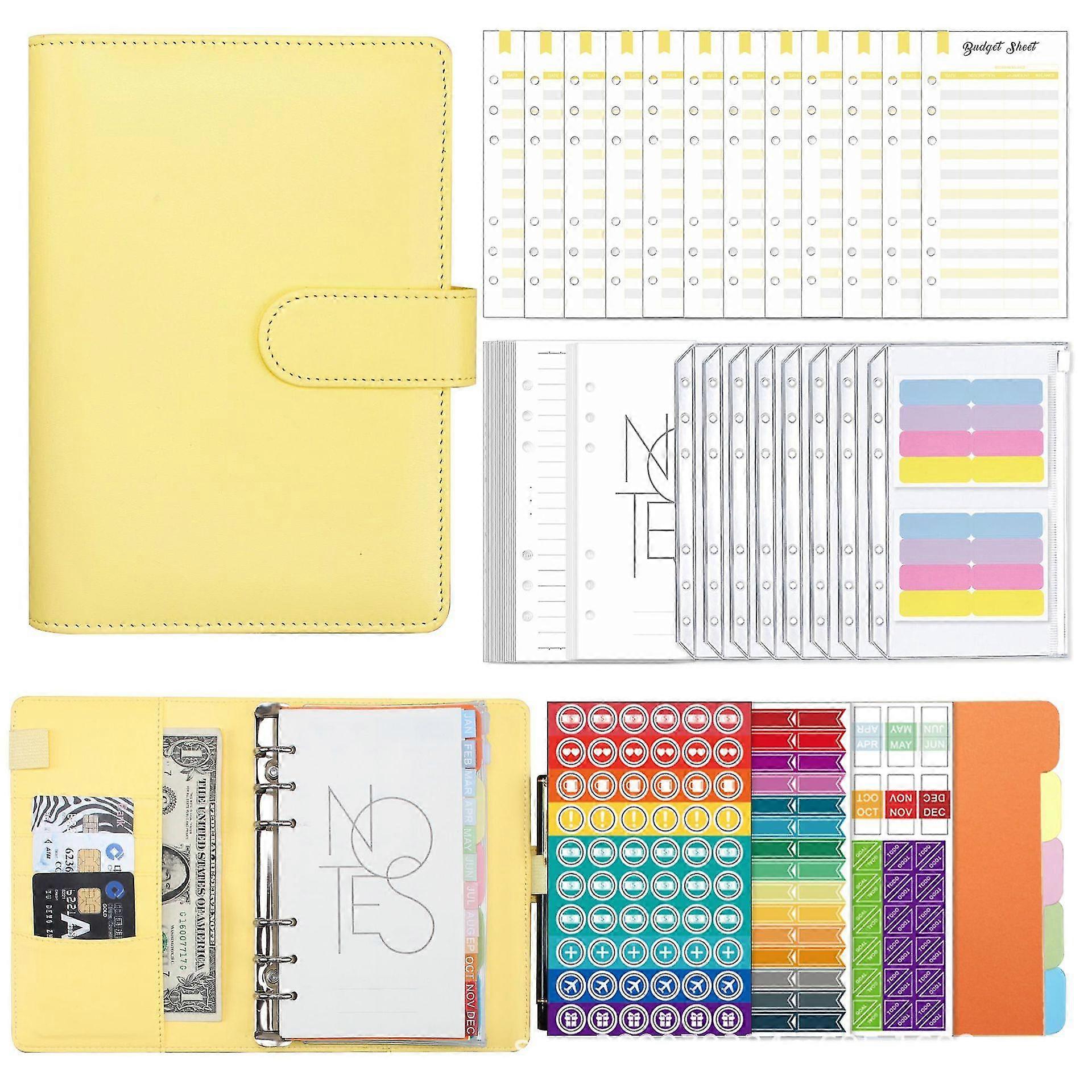 A6 Budget Binder With Zipper Envelopes Pu Leather Refillable Money Saving Binder