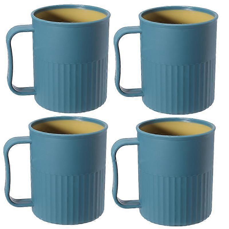 LN-Creative Plastic Coffee Cups (4 Pack): Upgraded wheat straw cups with handle for beverages.