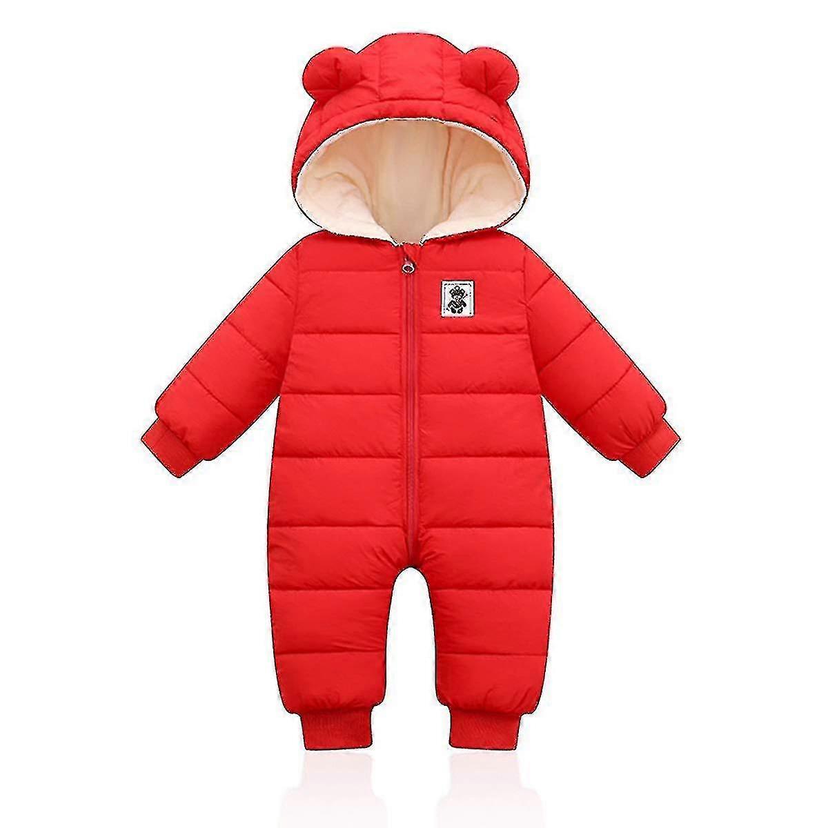 طفل الشتاء jumpsuit مع هود، رومبر سنوسويت بويز بنات الأكمام الطويلة Jumpsuit ملابس دافئة هدية (الأزرق البحري، 66cm)