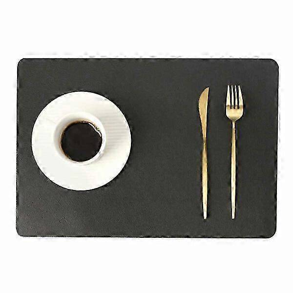 4-pack table tablet in artificial leather rectangular black 43x30cm black