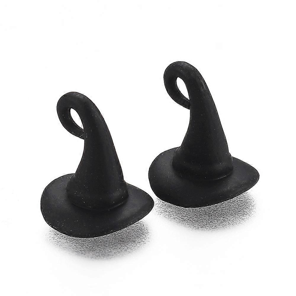 10pc μενταγιόν κραμάτων αποκριών που ψήνουν βαμμένα 3D μαγικό καπέλο μαύρο 12x10.5mm Τρύπα: 1.7mm