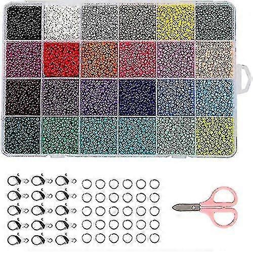 Craft Seed Beads,14400pcs Glass Seed Beads Color Seed Beads Small Beads With Bead Threader, Scissor And Other Tools