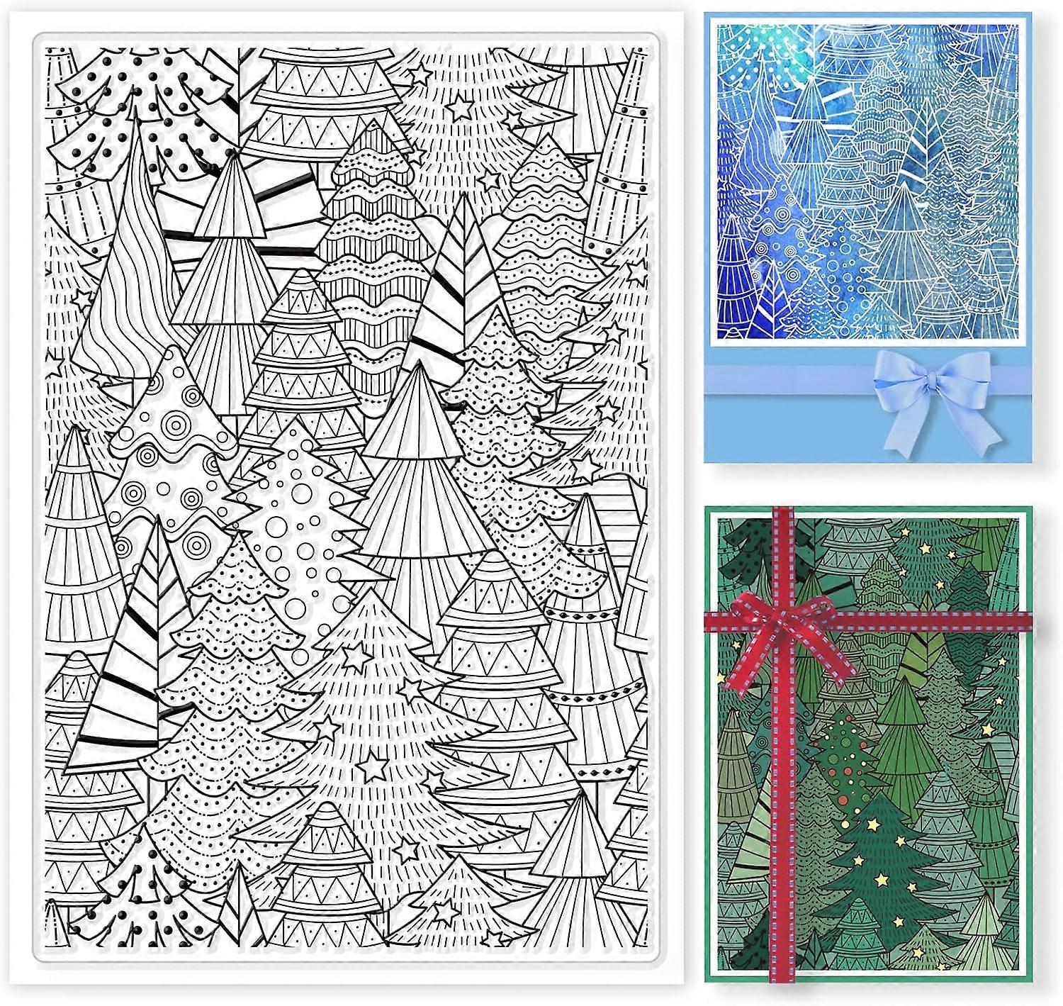 Christmas Tree Silicone Clear Stamp Winter Pine Tree Transparent Silicone Stamp Tree Background Rubber Stamp for Scrapbook Journal Card Making 4.3 x 6
