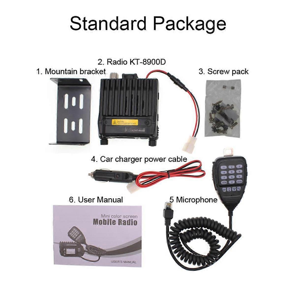 Top KT-8900D 25W Dual Band Quad Display 136-174and400-480MHz Large LCD Display Mobile Radio KT8900D(A)