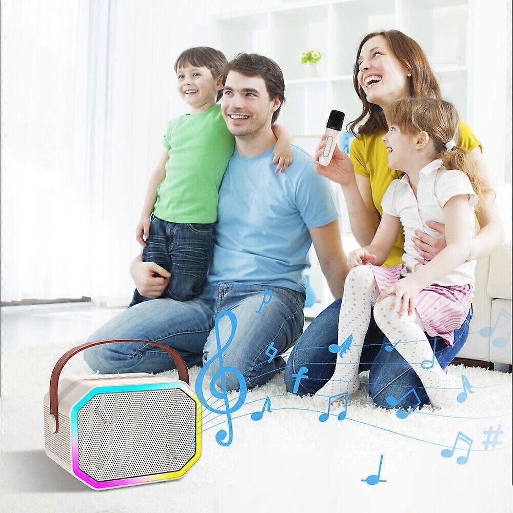 Mini Karaoke stroj pro děti a dospělé, přenosný karaoke Bluetooth reproduktor se 2 bezdrátovými mikrofony