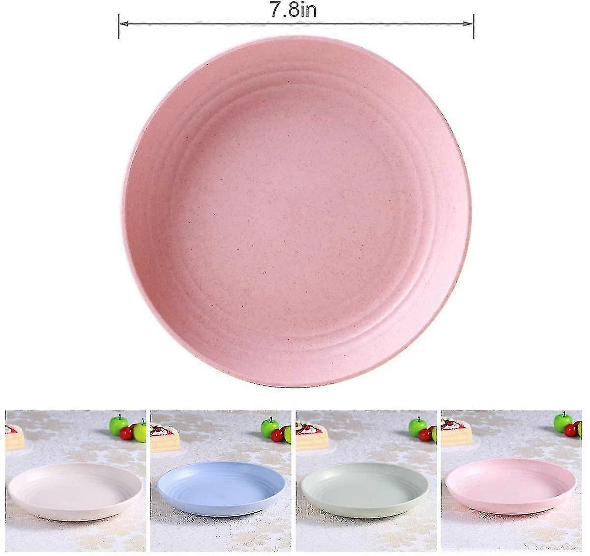 4 Pack Lightweight Wheat Straw Plates, Degradable Dinner Plates