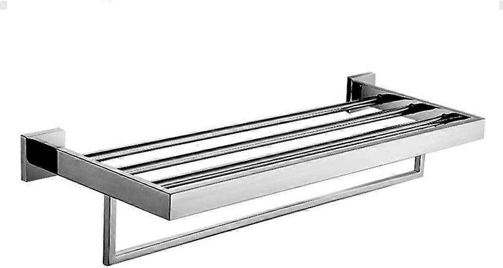 Wall Mounted Towel Rack with Single Towel Rack, 59.9 * 22.1 * 12.2 cm Bathroom Storage Rack Shelf, Polished Chrome
