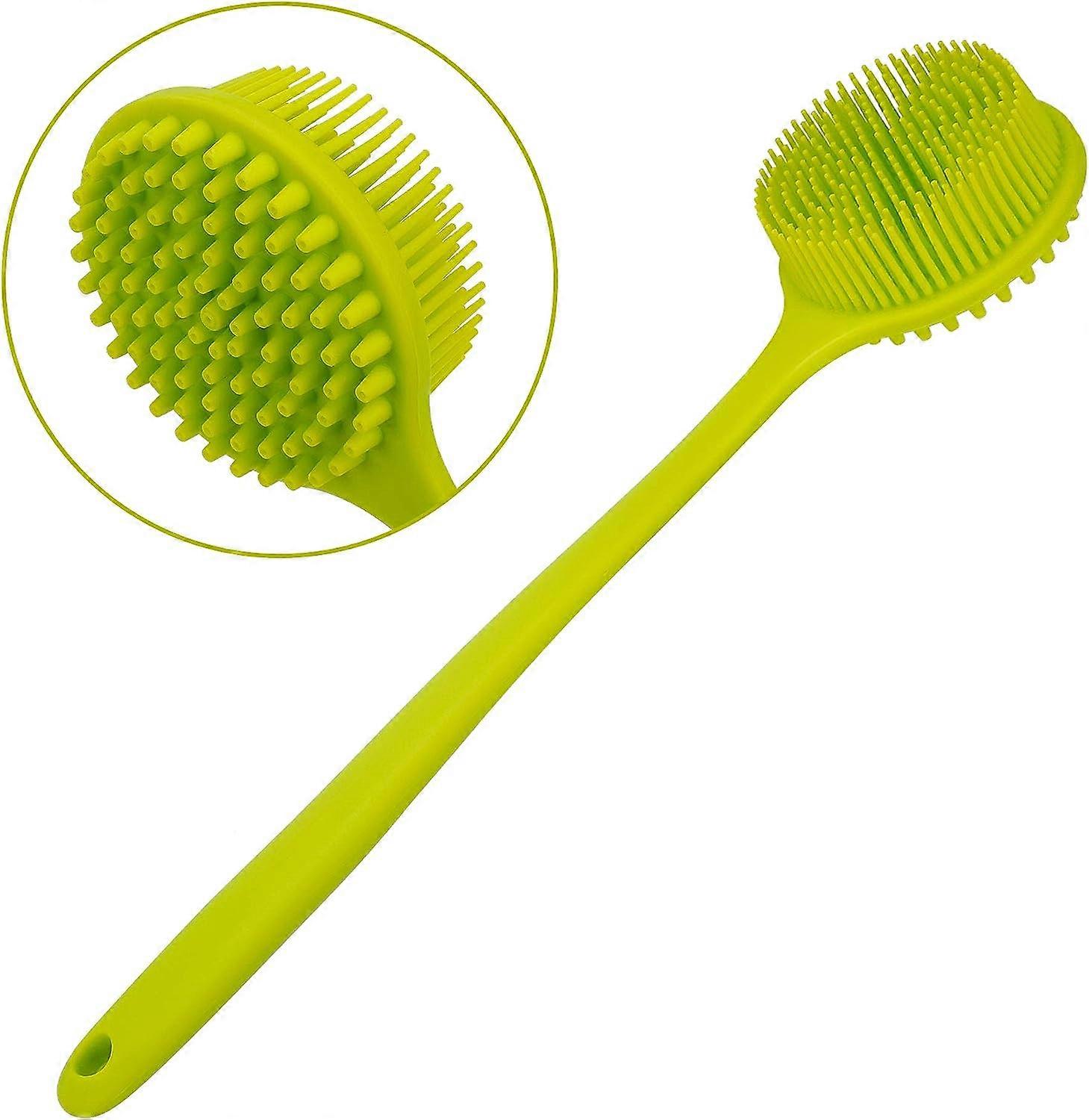 Silicone Bath Brushes Double Sided Long Handle Shower Brush with Soft Bristles for Women Men