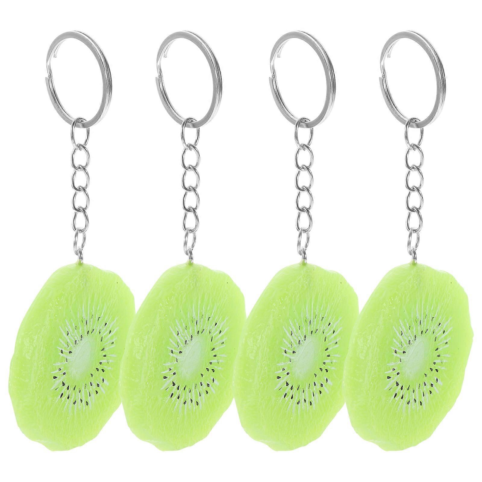 4pcs Creative Fruit Theme Key Chain Pendant Bag Hanging Charm Unique Simulation Fruit Key Ring