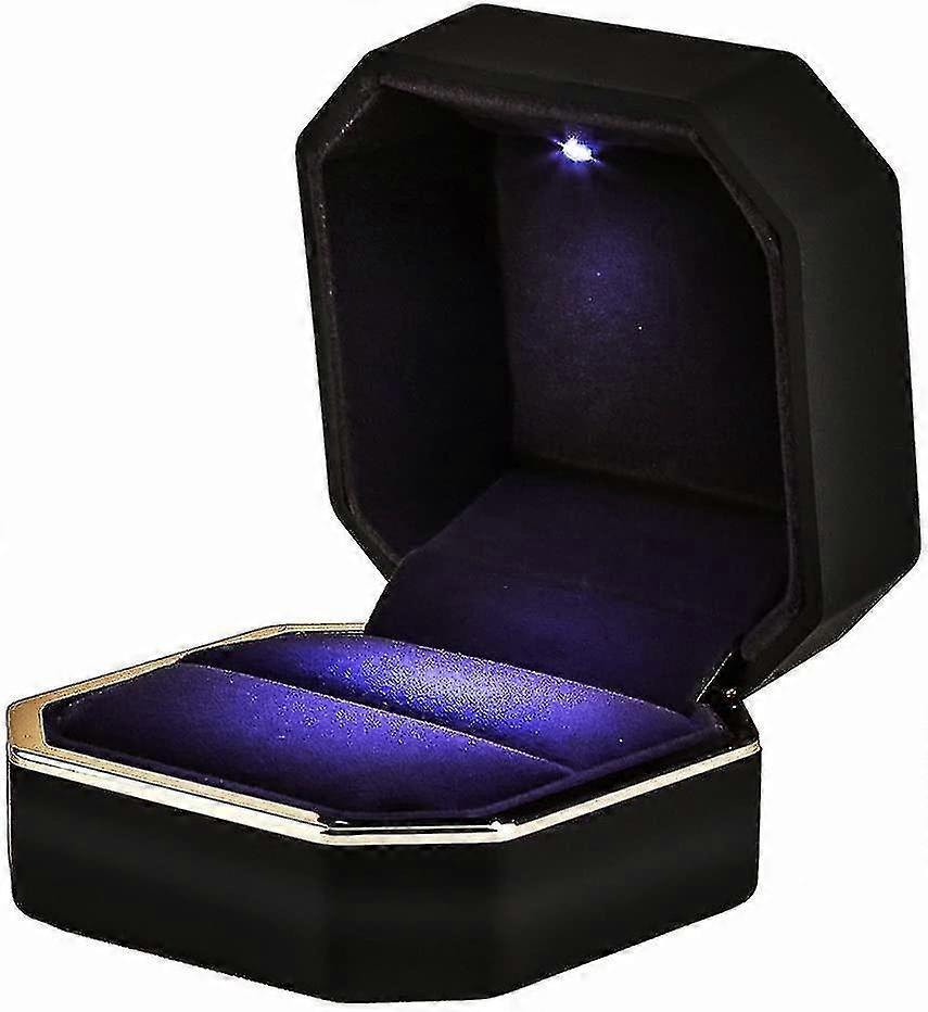 Luxus Ring Box, Quadratischer Samt Ehering Fall mit LED Licht