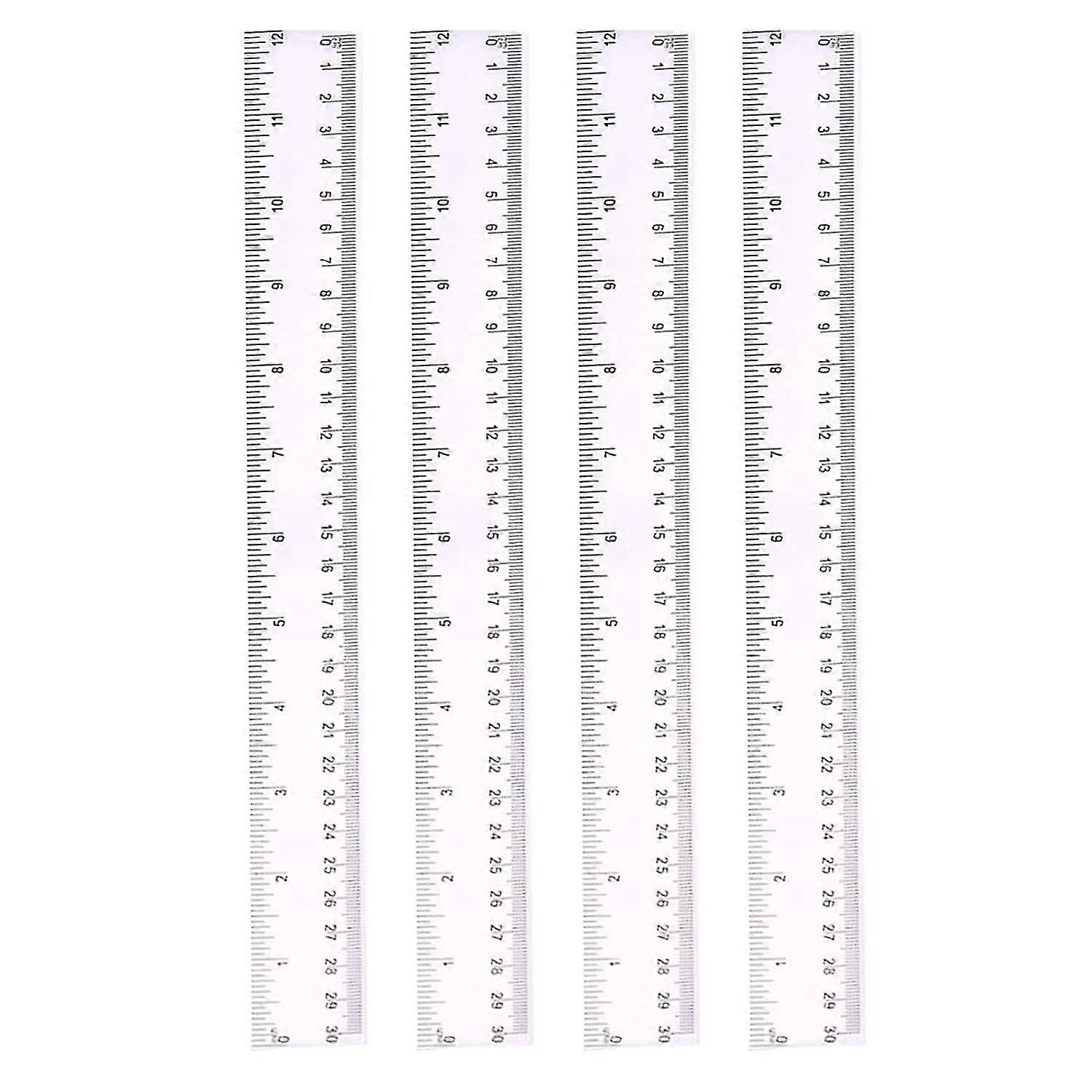 4 Pack 30cm Ruler Multi Pack Clear Ruler Measuring Tools