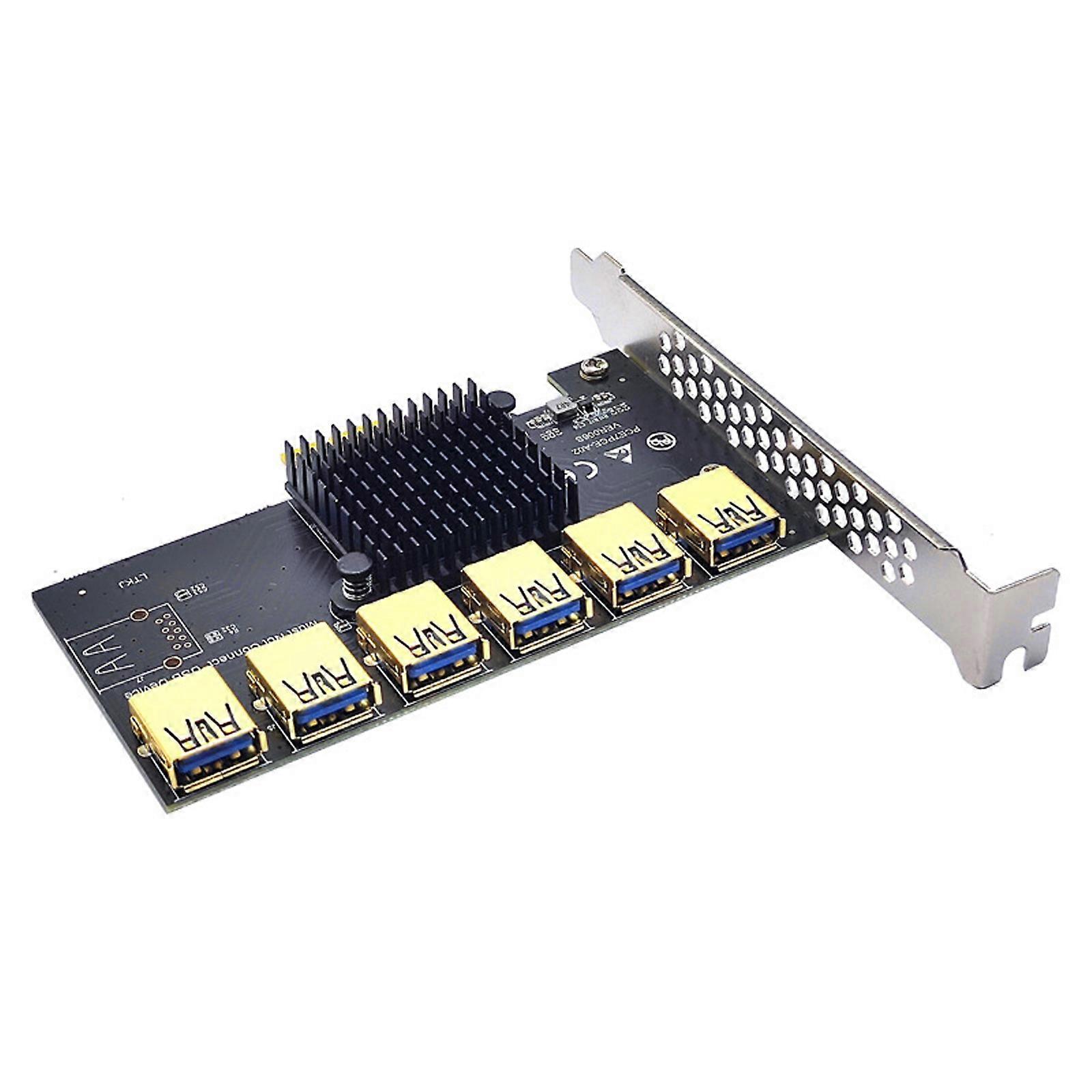 PCIe Extender Riser 1 to 6 Riser Card USB3.0 PCIE 1X to 16X Adapter For Mining