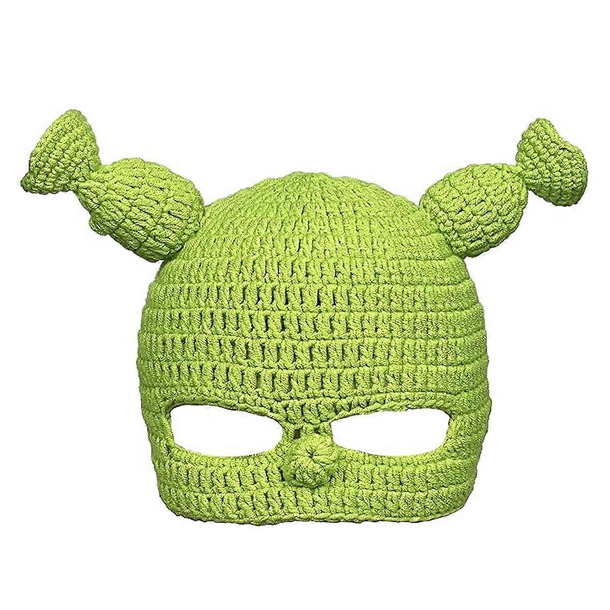 Handgewebter Wollhut in Shrek-Farbe für Erwachsene